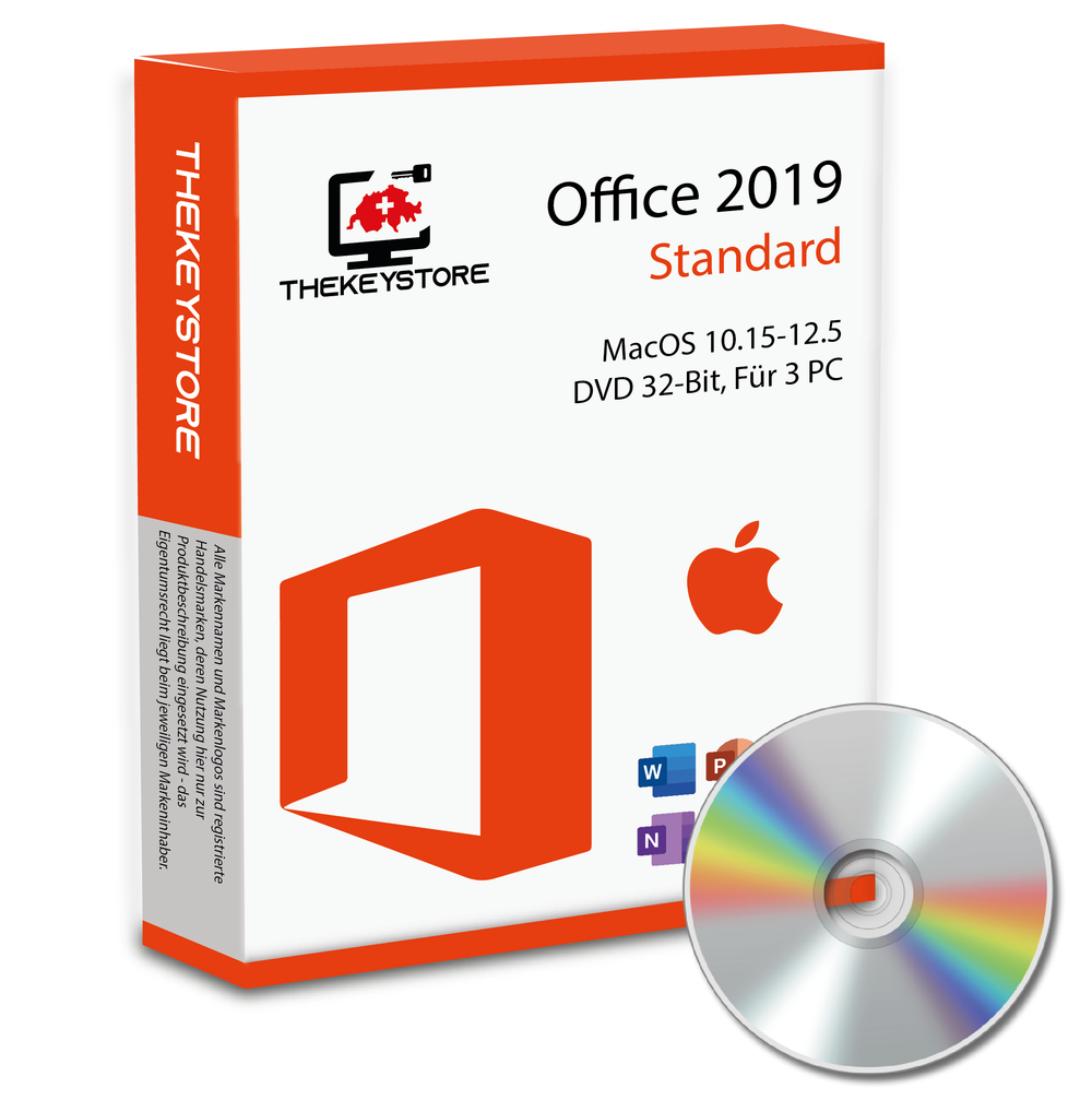Microsoft Office 2019 Standard Mac 10.15-12.5 pour 3 PC