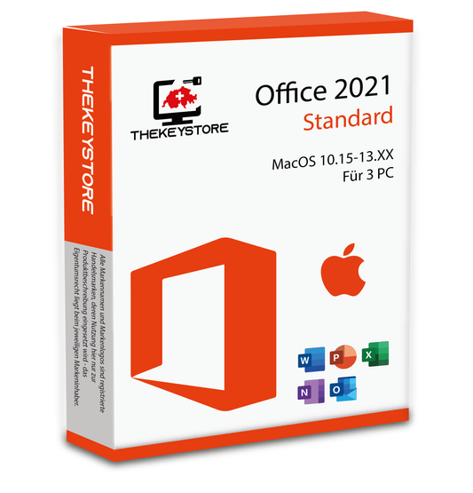 Microsoft Office 2021 Standard MacOS 10.15-13.XX - Für 3 PC - TheKeyStore Schweiz